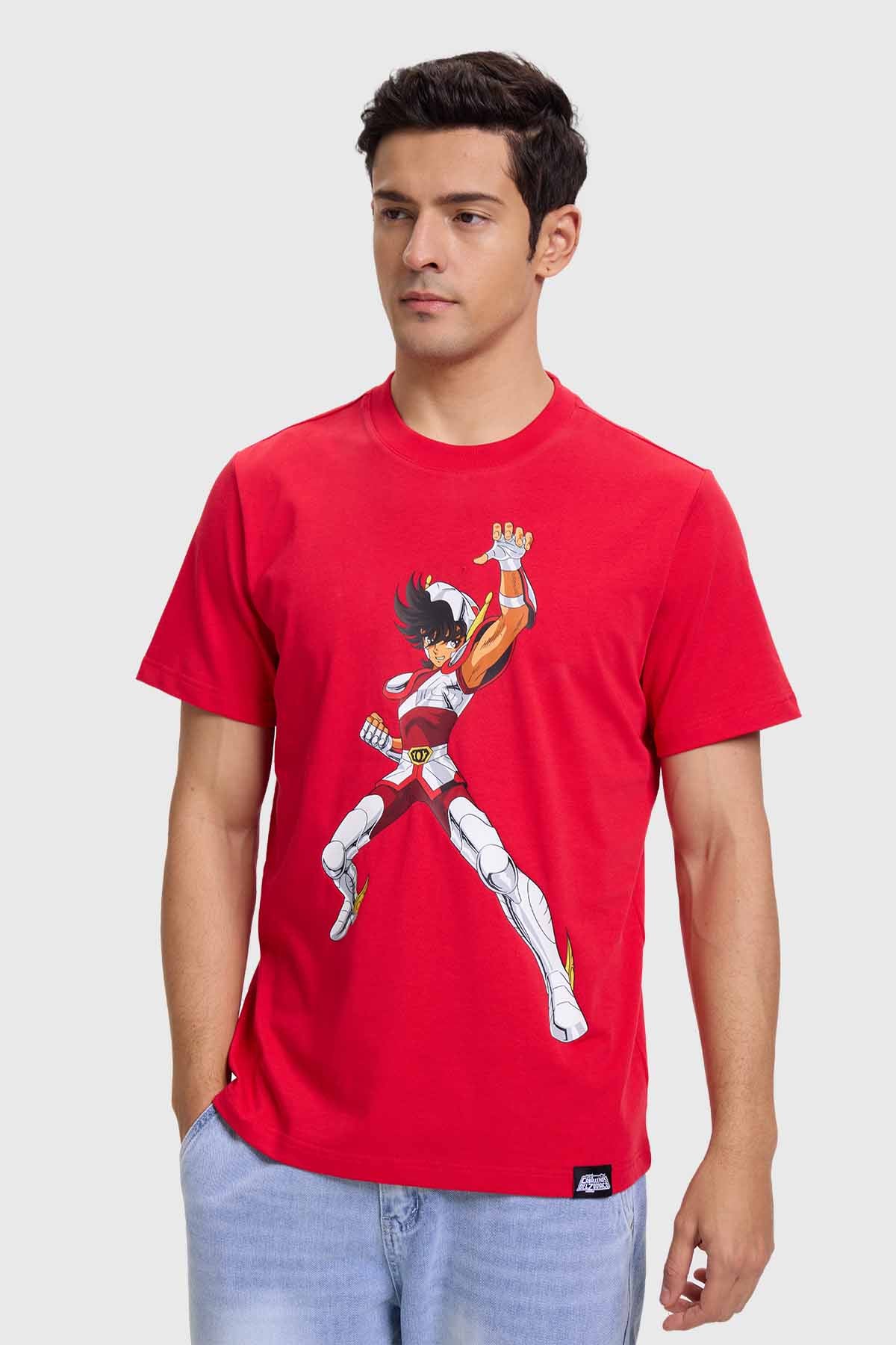 Polera Hombre Caballeros Del Zodiaco Rojo