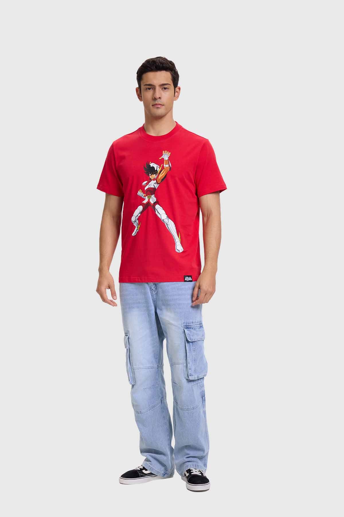 Polera Hombre Caballeros Del Zodiaco Rojo