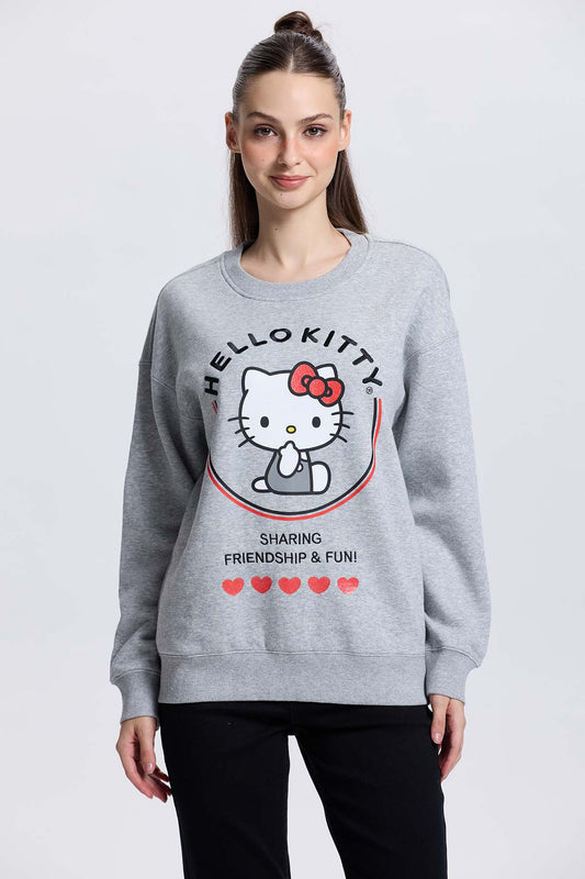 Polerón Hello Kitty Gris Melange