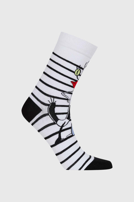 Calcetín De Vestir Blanco / Negro