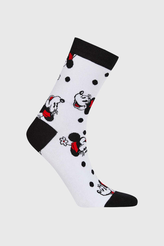 Calcetín De Vestir Minnie Mouse Blanco