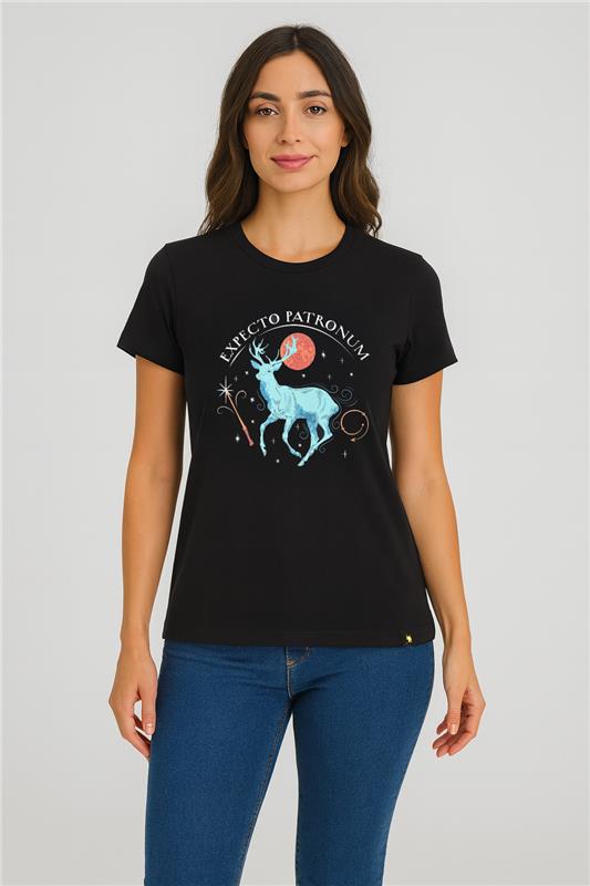 Polera Harry Potter Expecto Patronum Negra