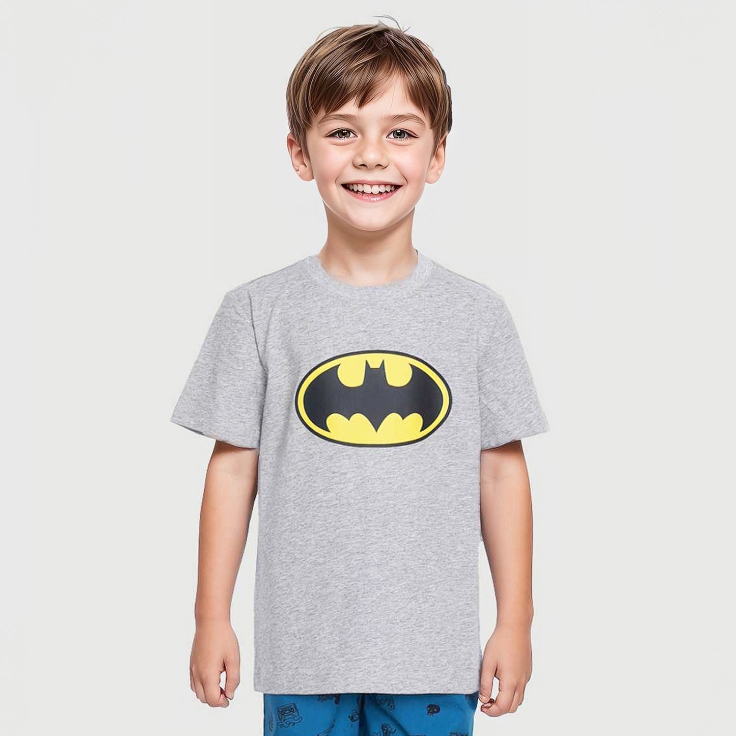 Polera Niño Batman Gris Melange