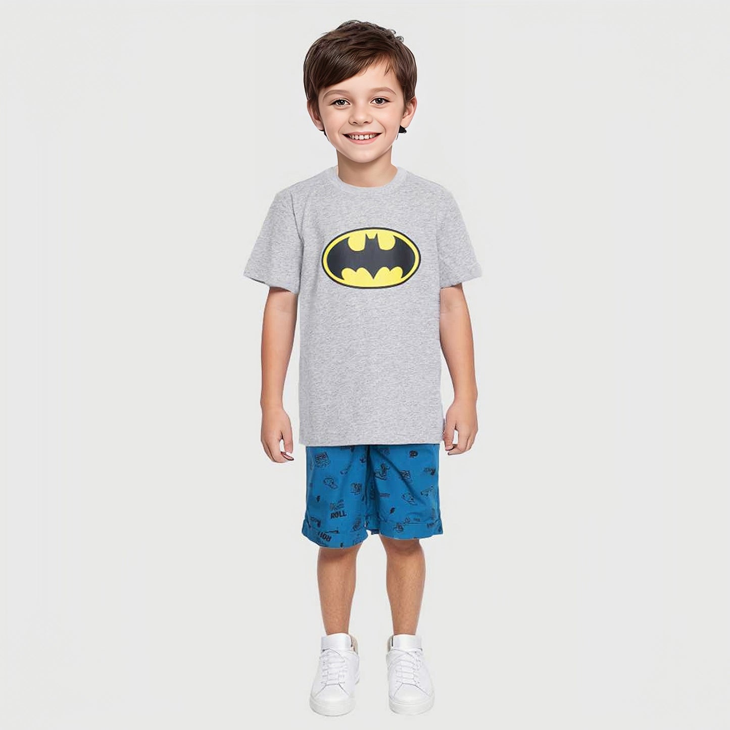 Polera Niño Batman Gris Melange