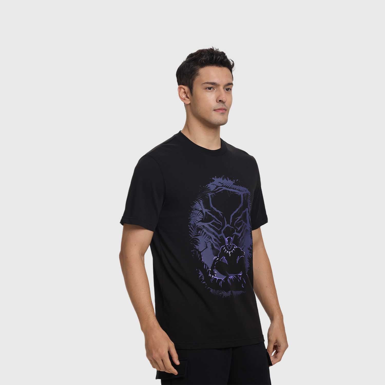 Polera Avengers Black Panther Negro / Morado