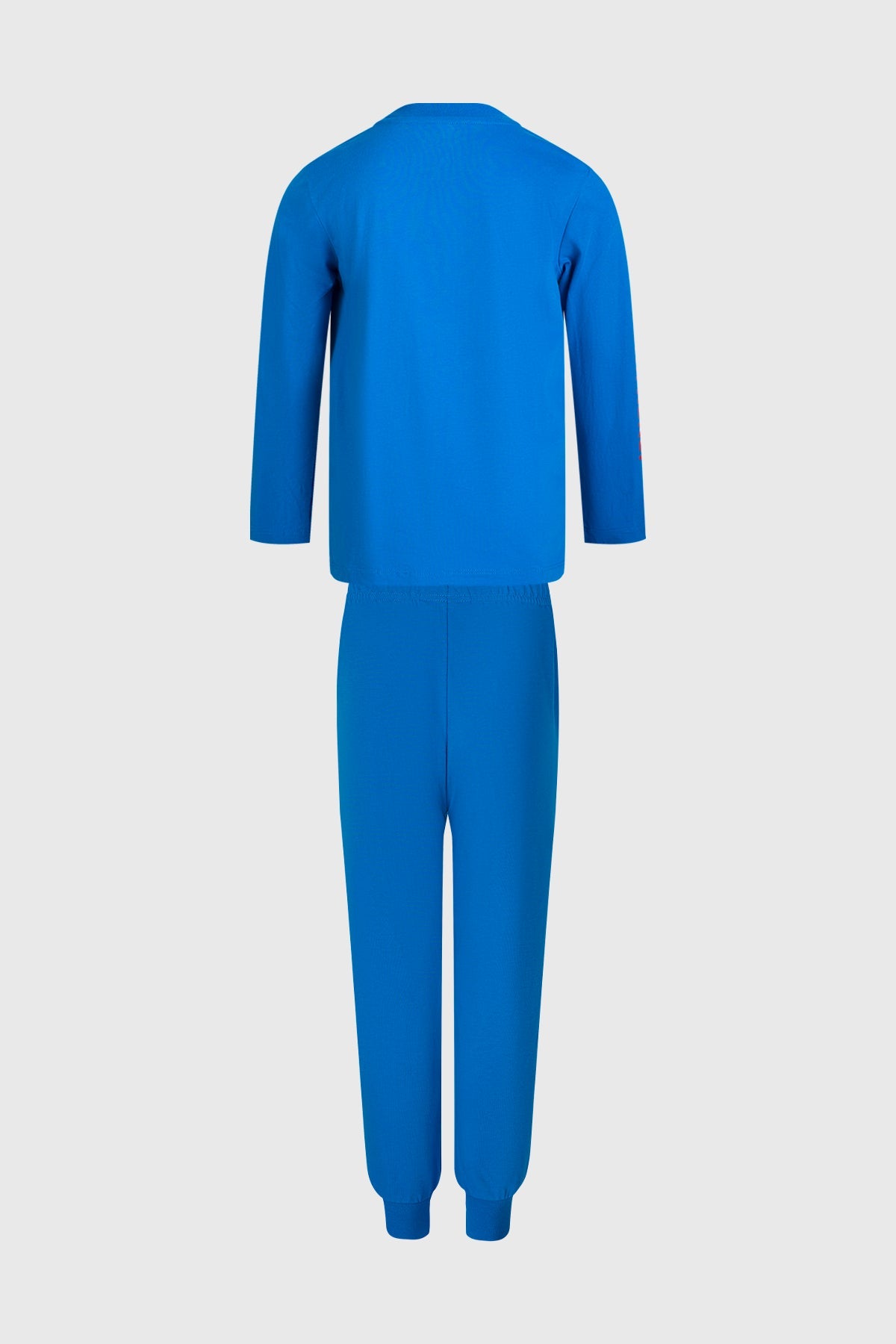 Pijama azul con estampado del icónico Sonic, presenta su rostro sonriente en el pecho y detalles en rojo, ideal para los fans de Sega.