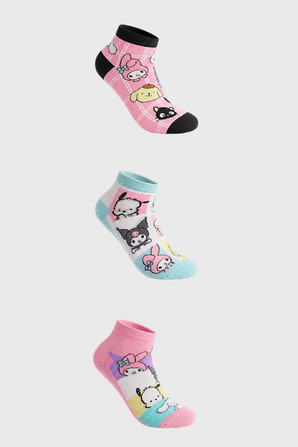 Calceta Mujer Tripack Hello Kitty Y Sus Amigos