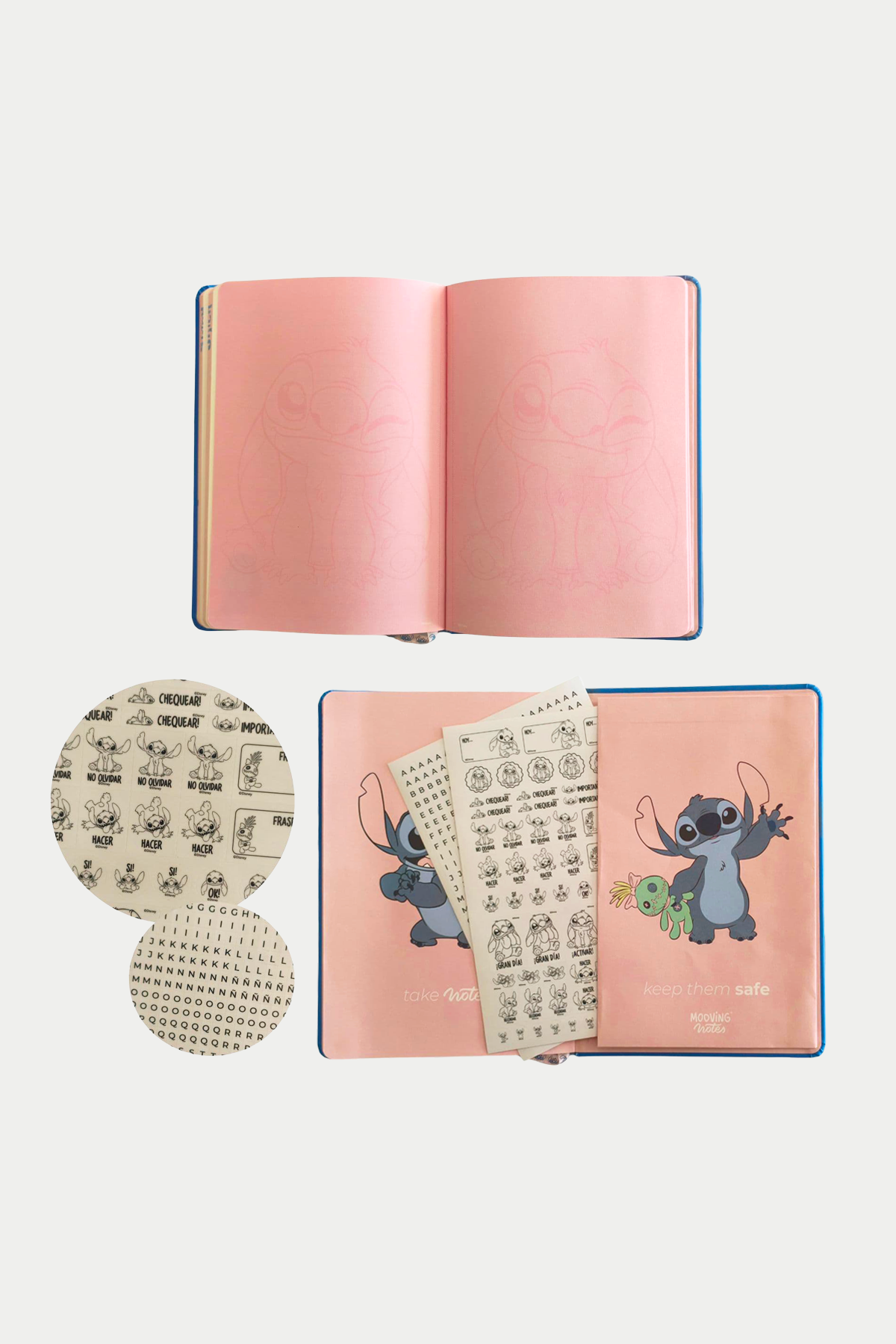 Libreta Tapa Dura Stitch Celeste