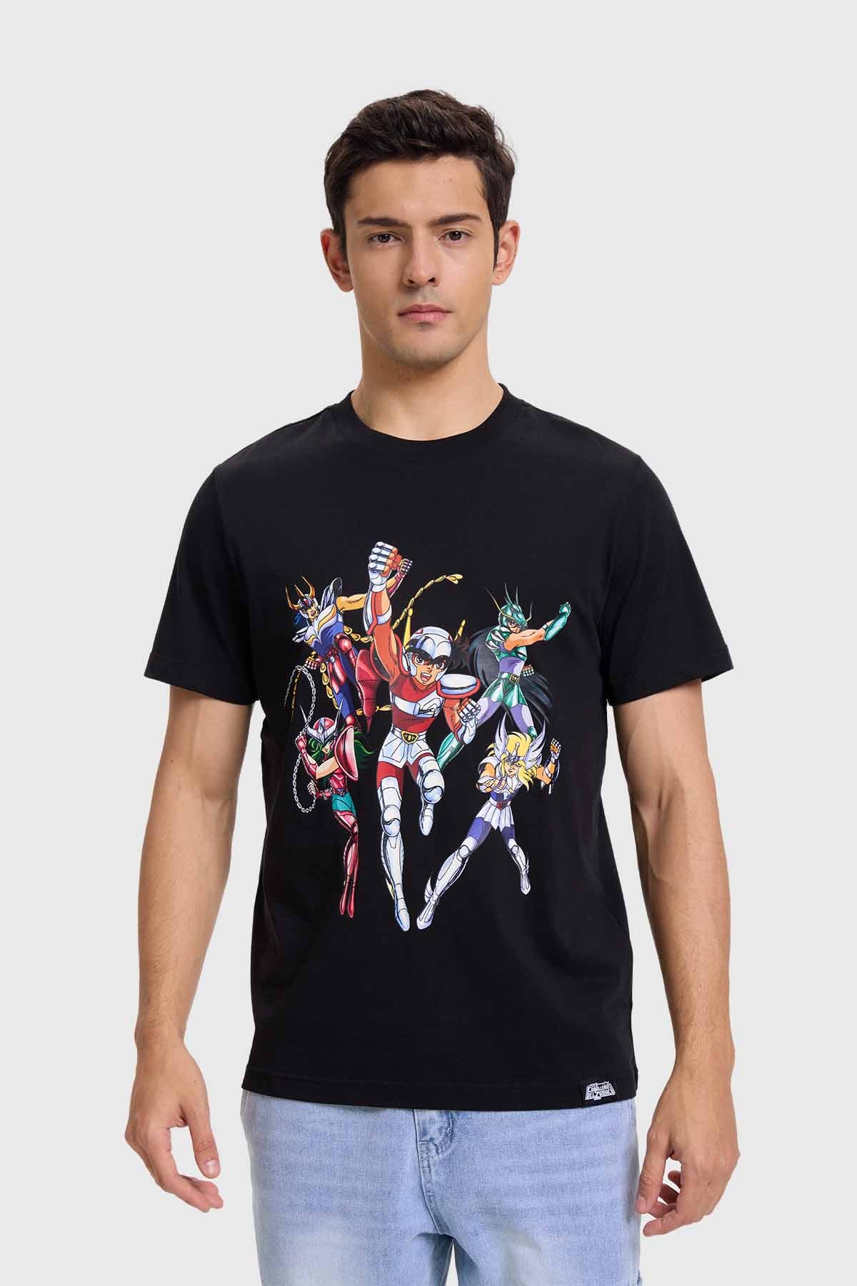 Polera Hombre Caballeros Del Zodiaco Negro