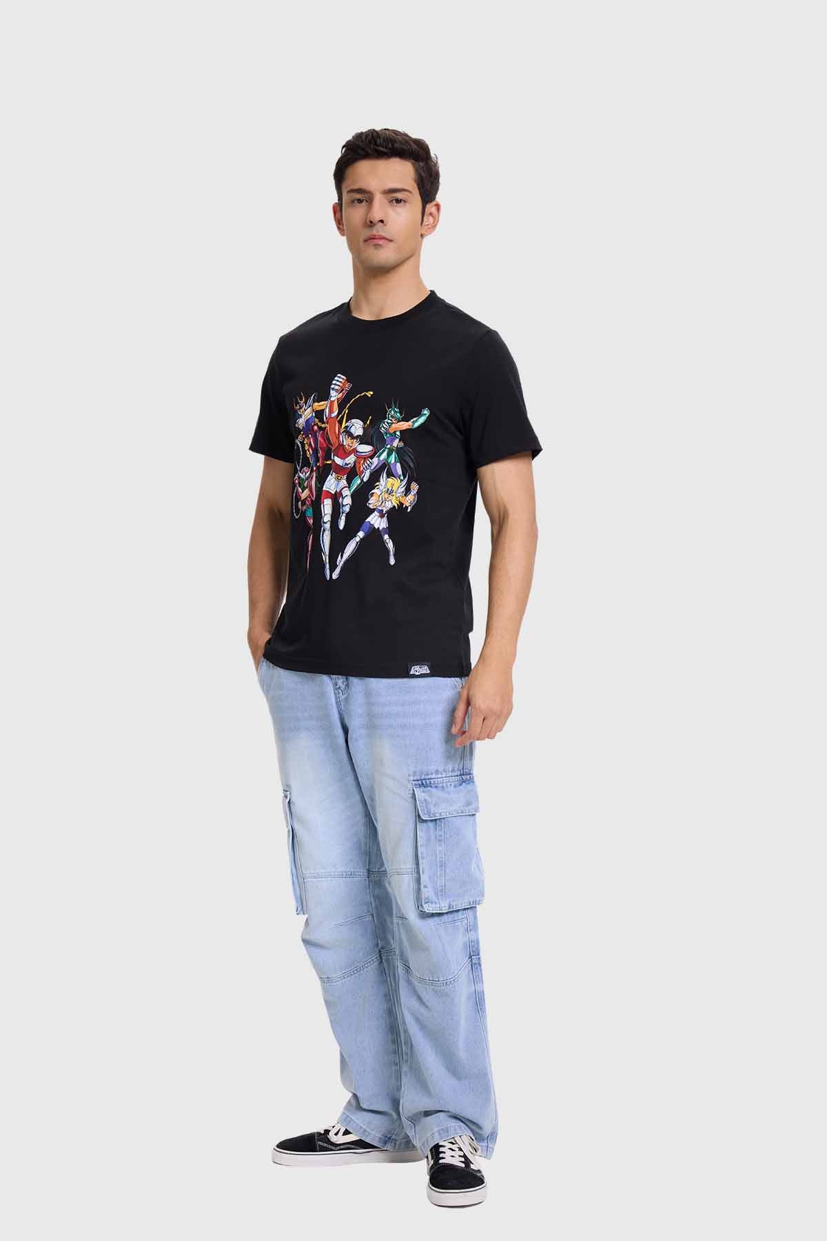 Polera Hombre Caballeros Del Zodiaco Negro