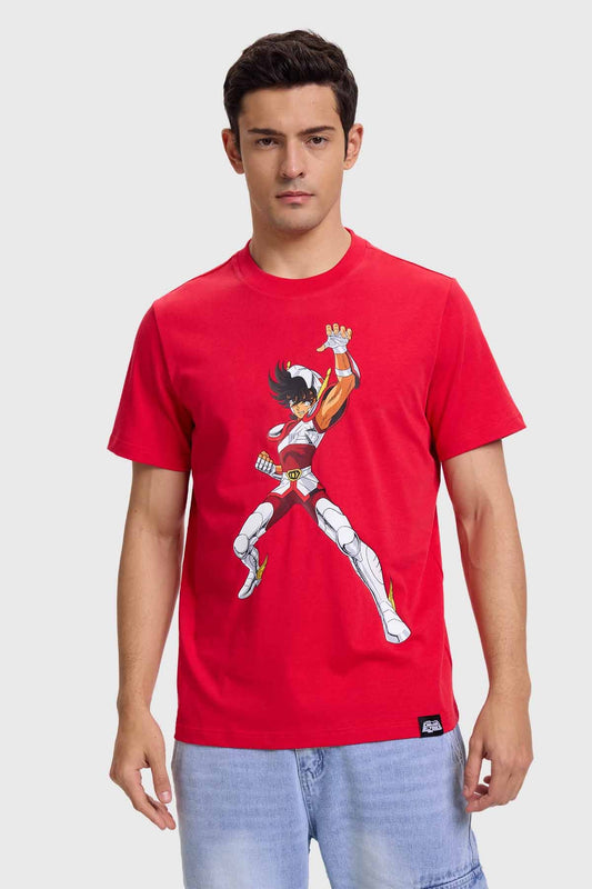 Polera Hombre Caballeros Del Zodiaco Rojo