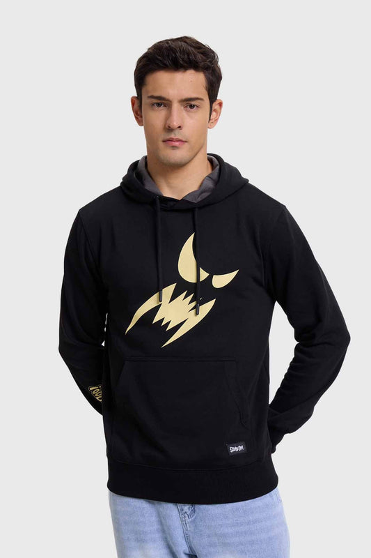 Polerón negro con un diseño dorado que evoca la esencia de Scooby Doo, ideal para los fans de la serie clásica de misterio y aventuras.