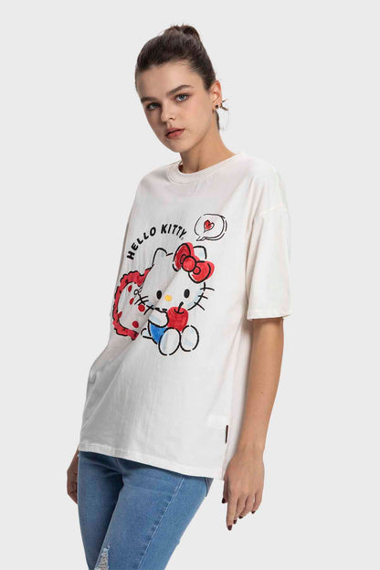 Polera Mujer Hello Kitty Blanco