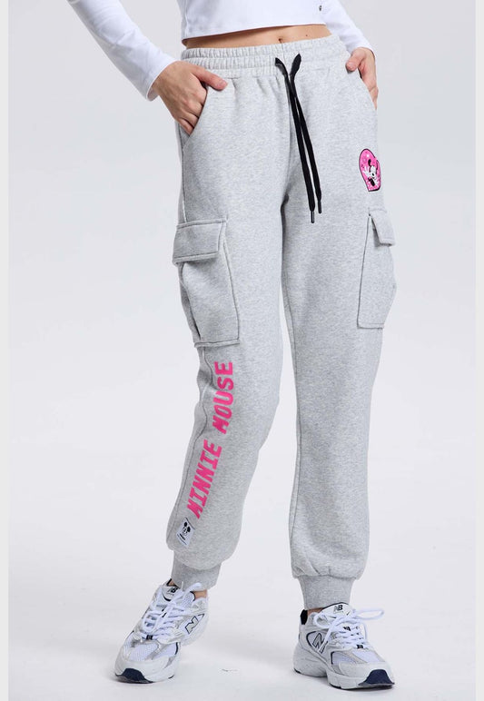 Pantalón Buzo Mujer Jogger Mickey Gris Melange