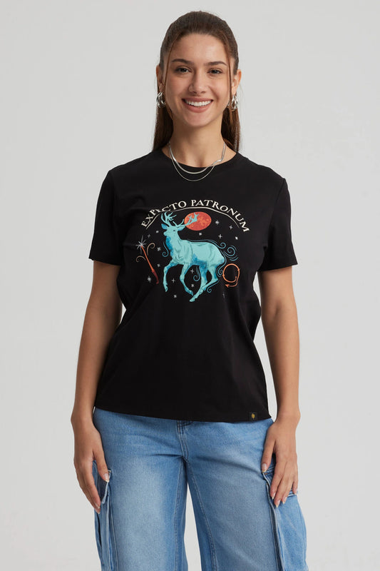 Polera Harry Potter Expecto Patronum Negra