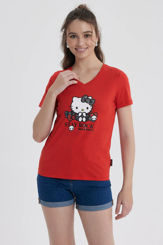 Polera Mujer Hello Kitty Roja