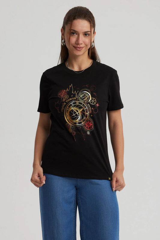 Polera Harry Potter Clock Tower Negra