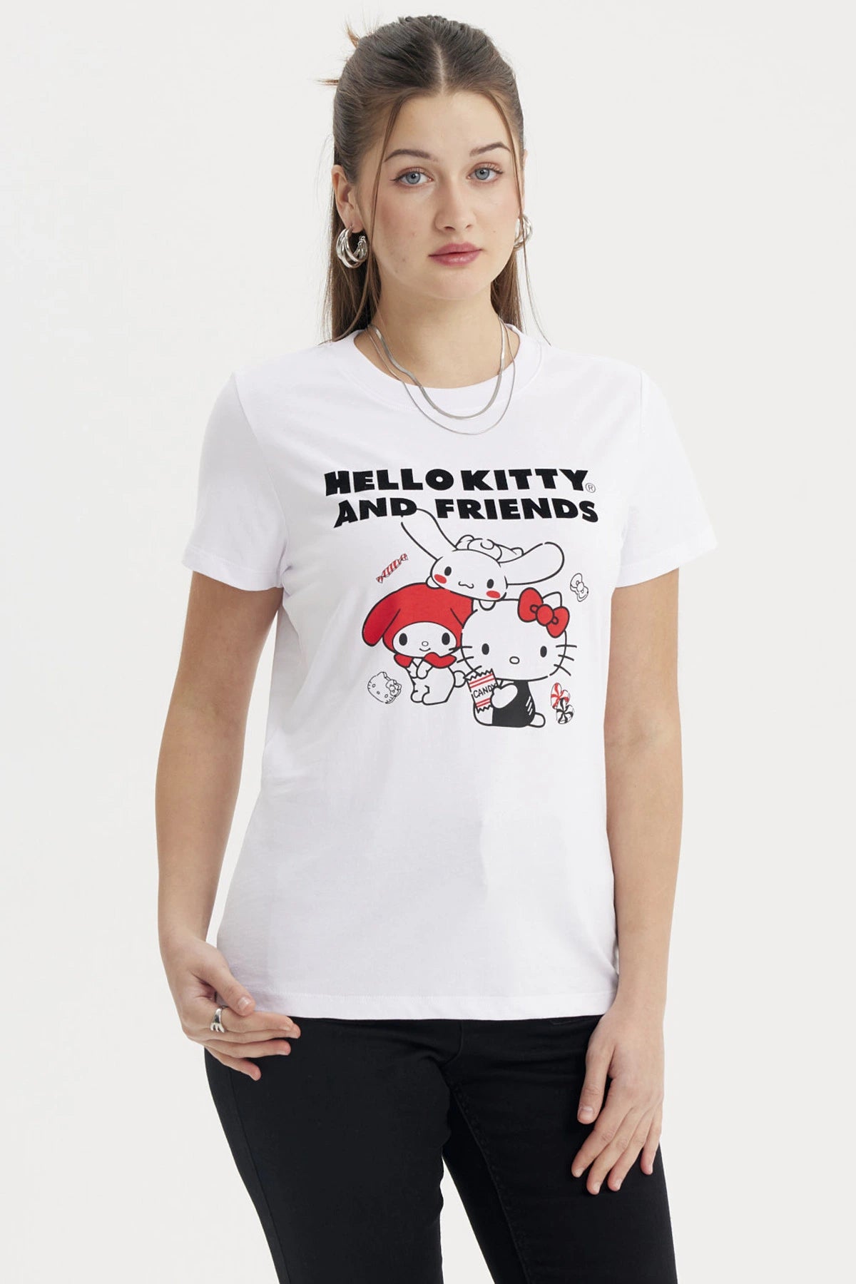Polera Mujer Hello Kitty Y Sus Amigos Blanca