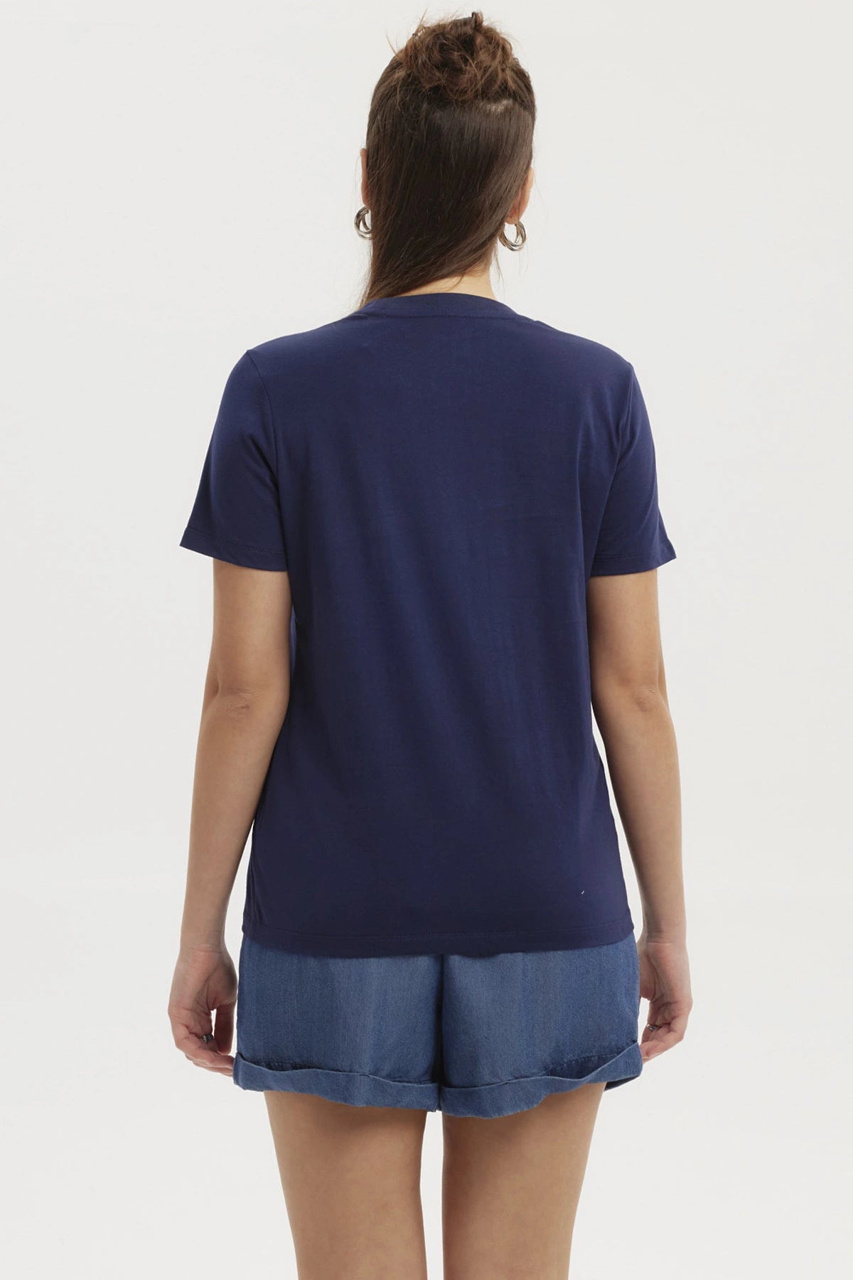 Polera Mujer Stitch & Angel Azul
