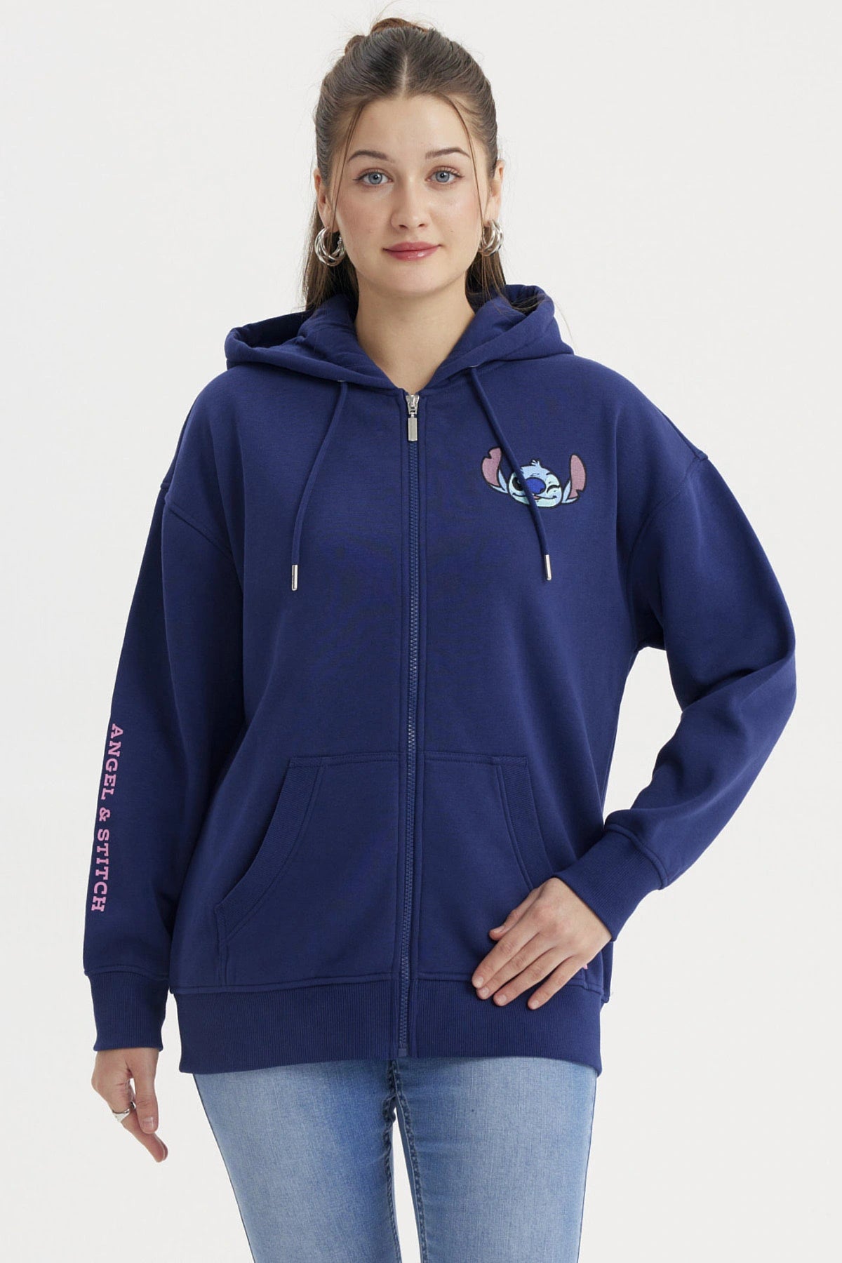 Polerón Mujer Stitch & Angel Azul Marino