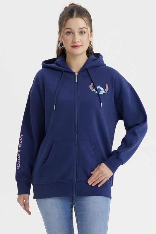 Polerón Mujer Stitch & Angel Azul Marino