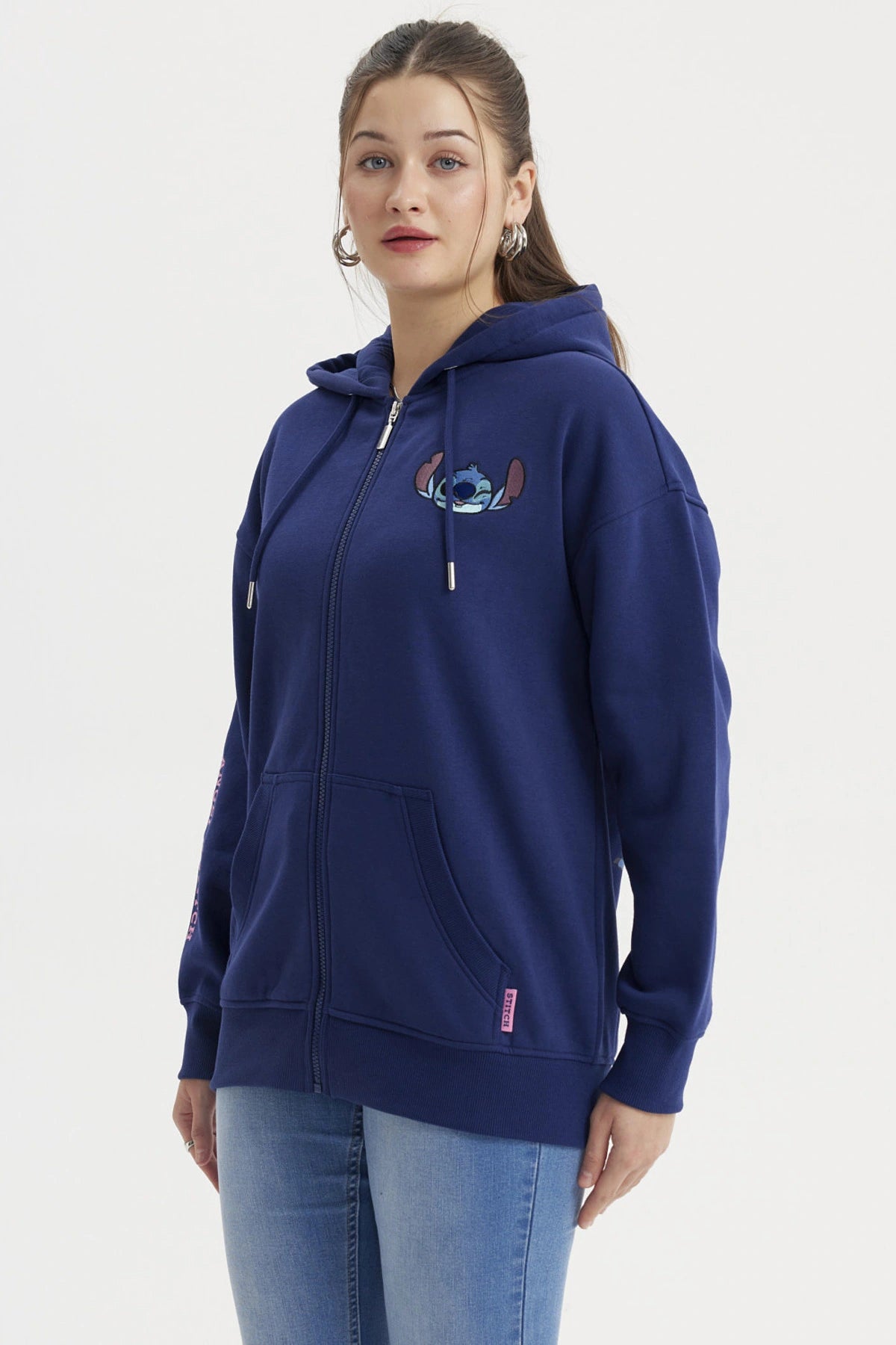 Polerón Mujer Stitch & Angel Azul Marino