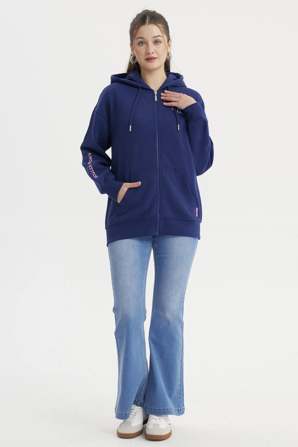 Polerón Mujer Stitch & Angel Azul Marino
