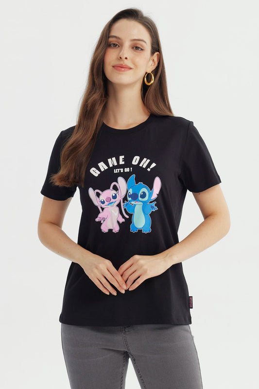 Polera Mujer Stitch Negra