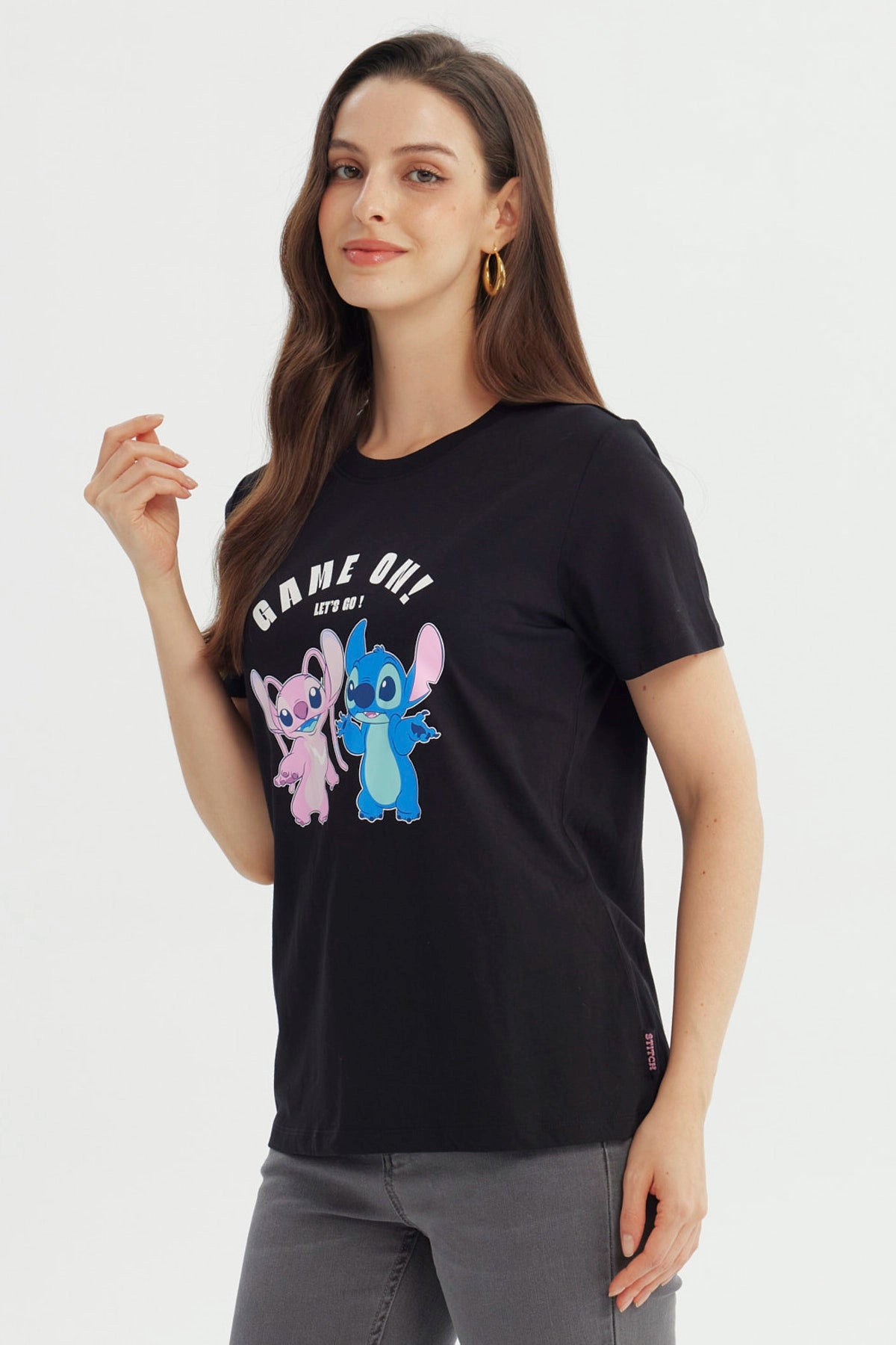 Polera Mujer Stitch Negra