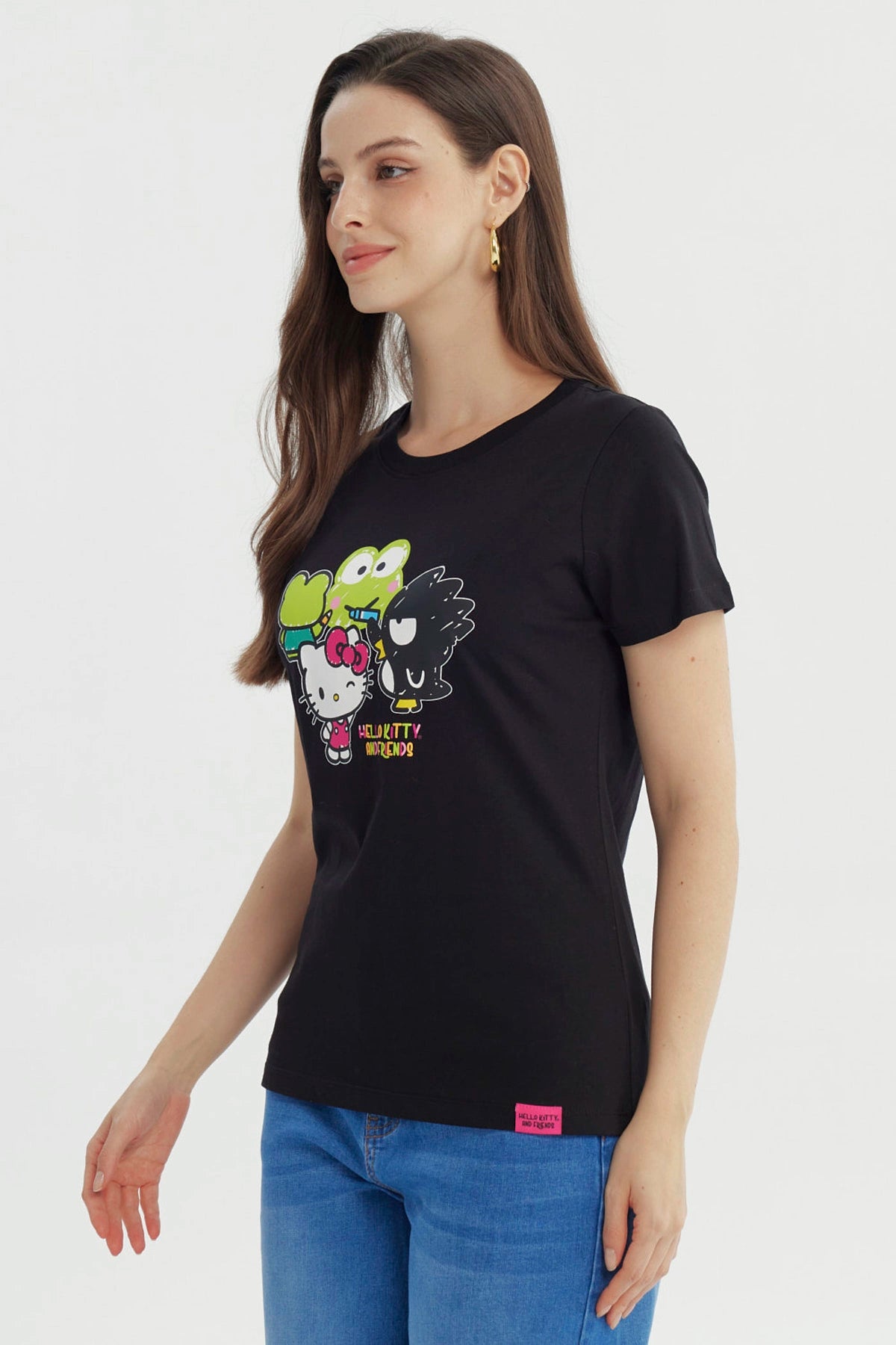 Polera Mujer Hello Kitty Y Sus Amigos Negra