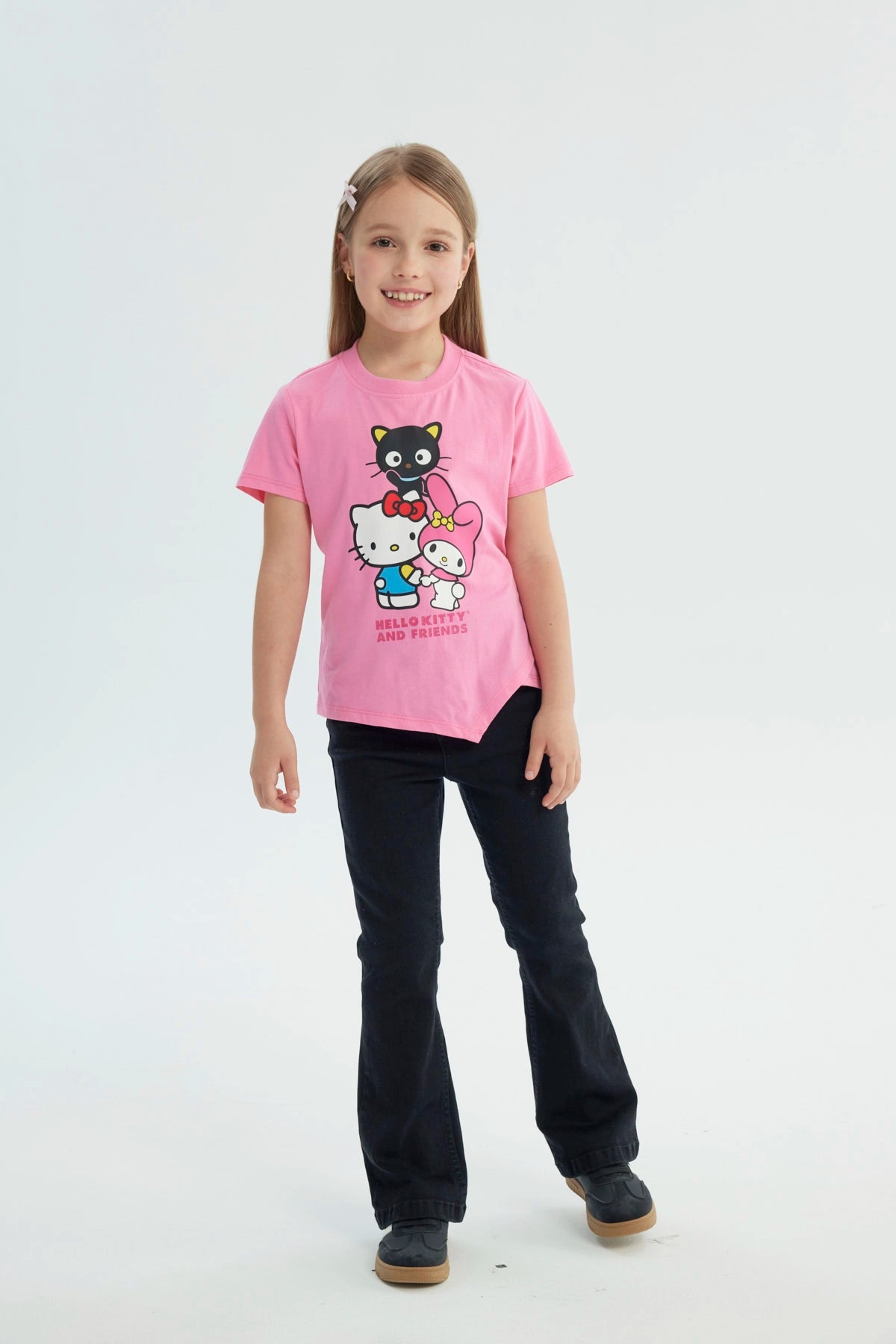 Polera Niña Hello Kitty Y Sus Amigos Rosada