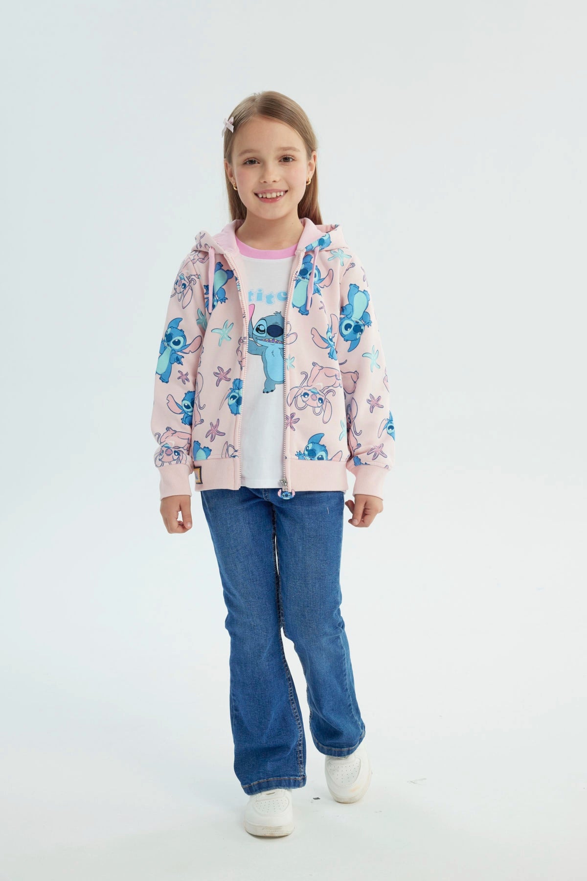 Polerón Niña Stitch Rosado