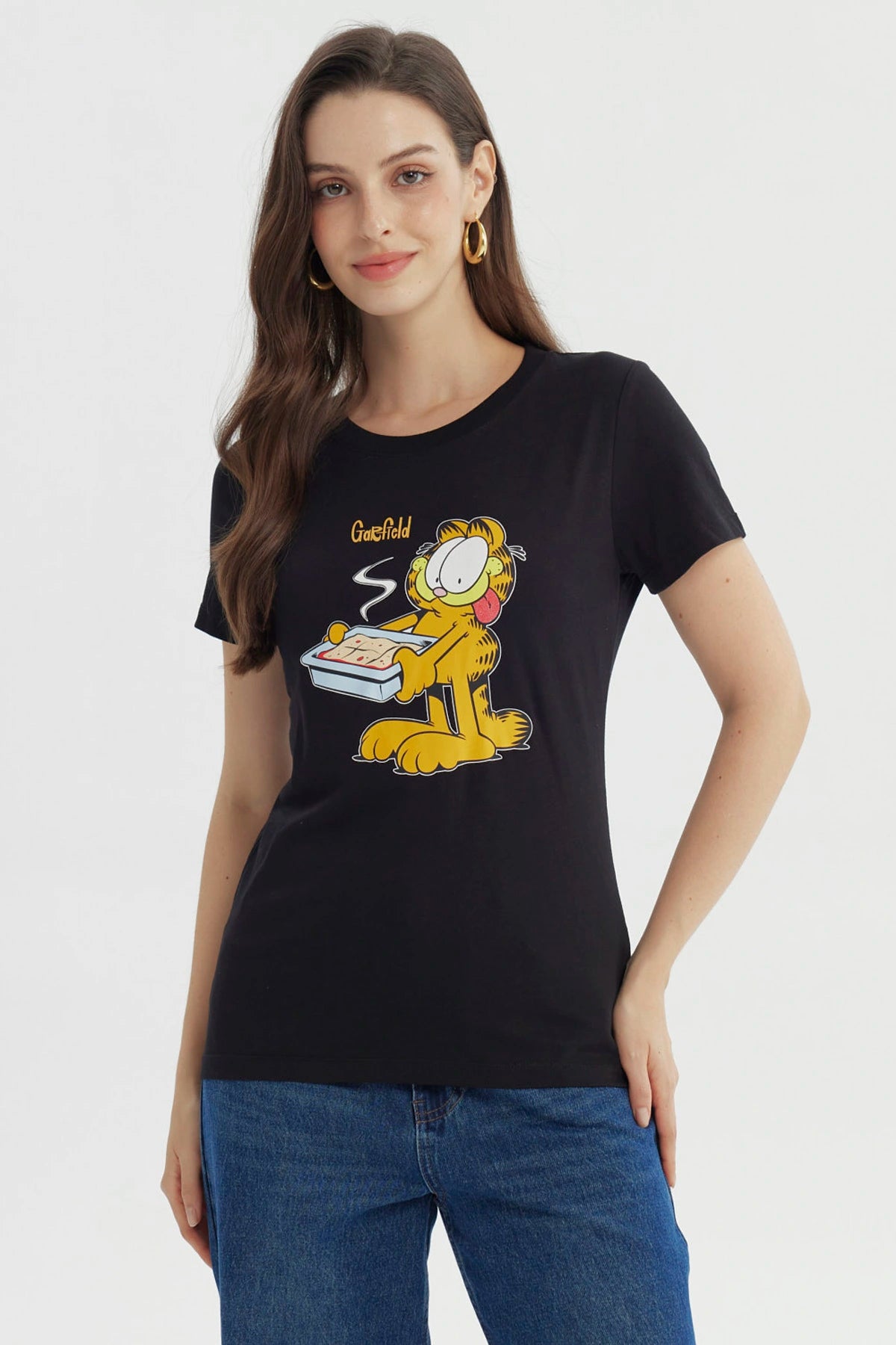 Polera Mujer Garfield Negra