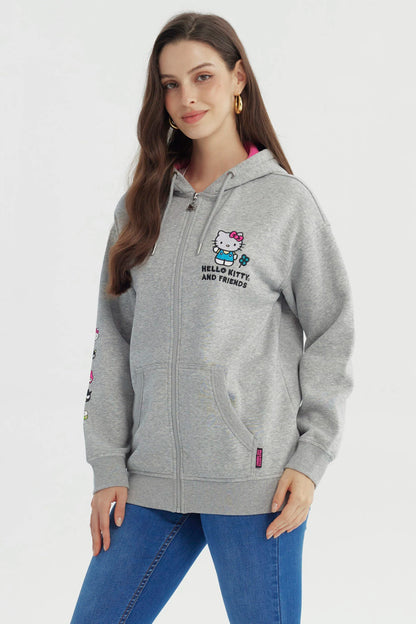Polerón Hello Kitty Y Sus Amigos Gris