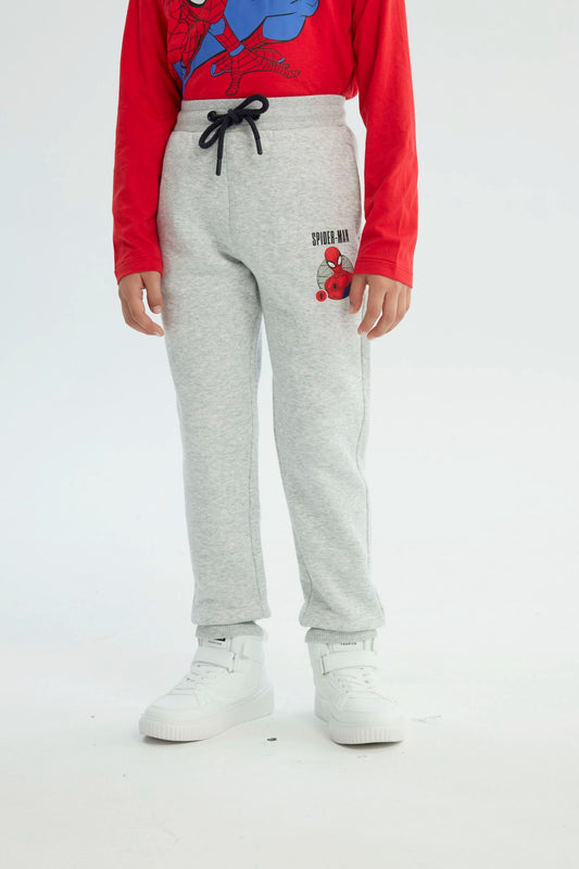 Pantalón Buzo Spiderman Gris Melange Claro