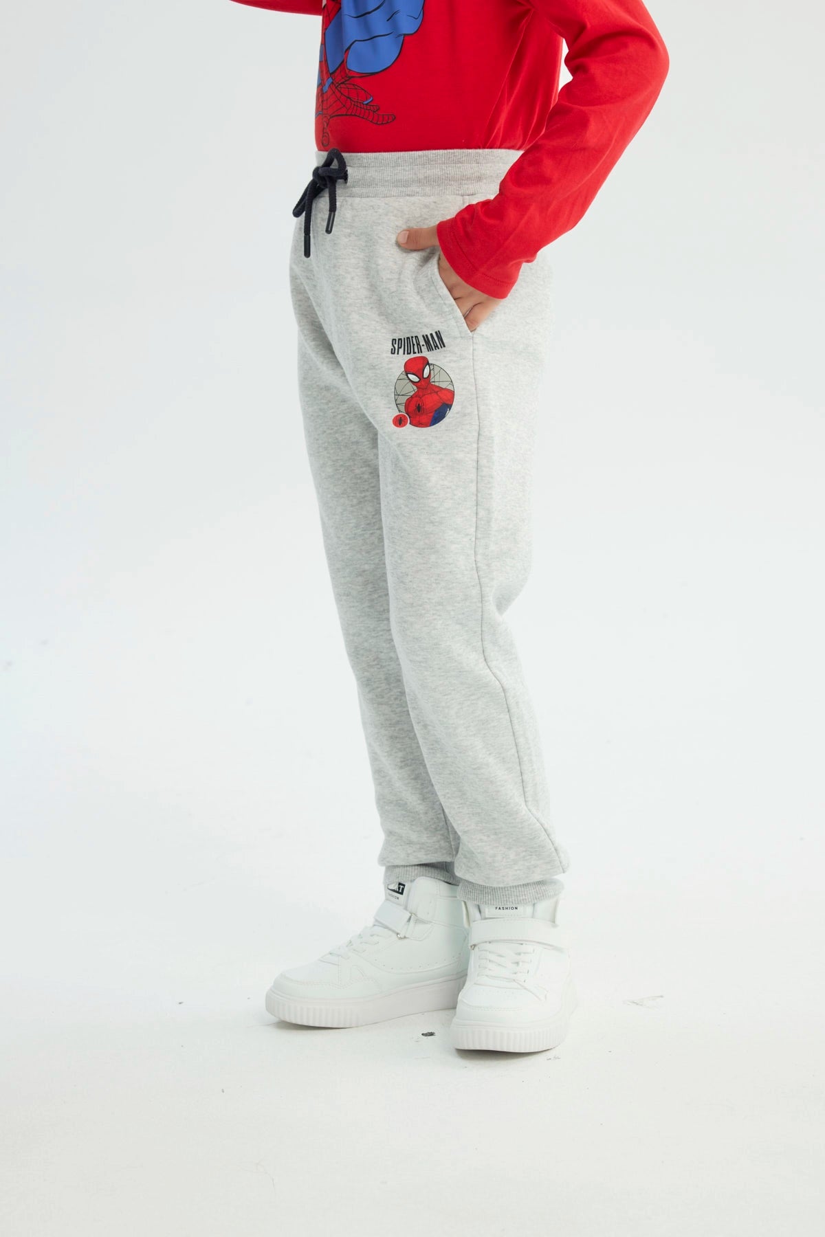 Pantalón Buzo Spiderman Gris Melange Claro