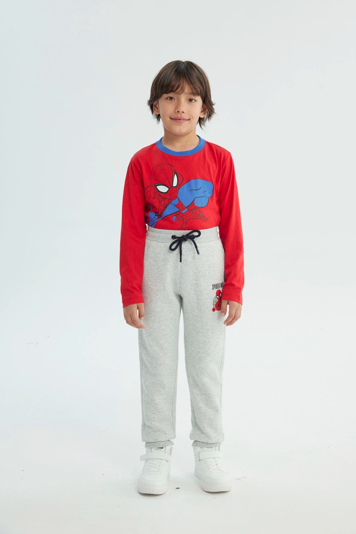 Pantalón Buzo Spiderman Gris Melange Claro