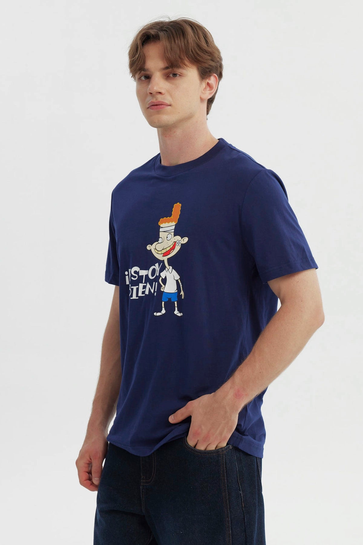 Polera Hombre Hey Arnold Eugene Azul Marino