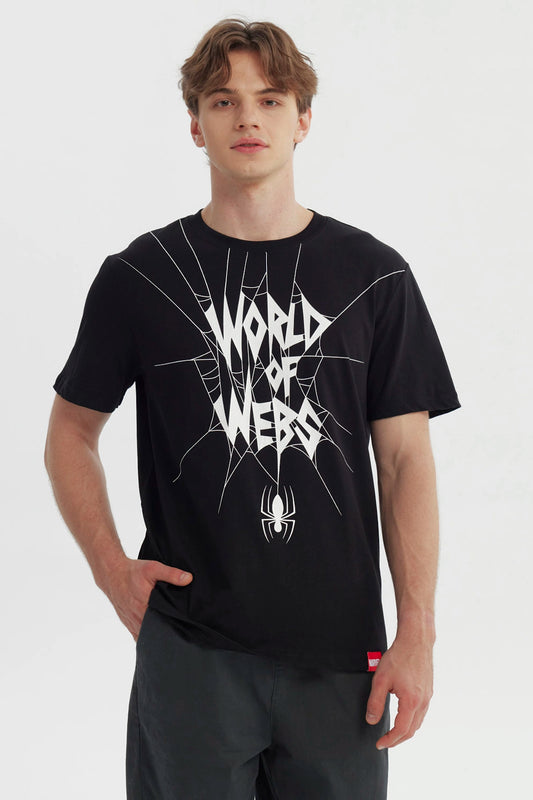 Polera Hombre Spiderman Negra