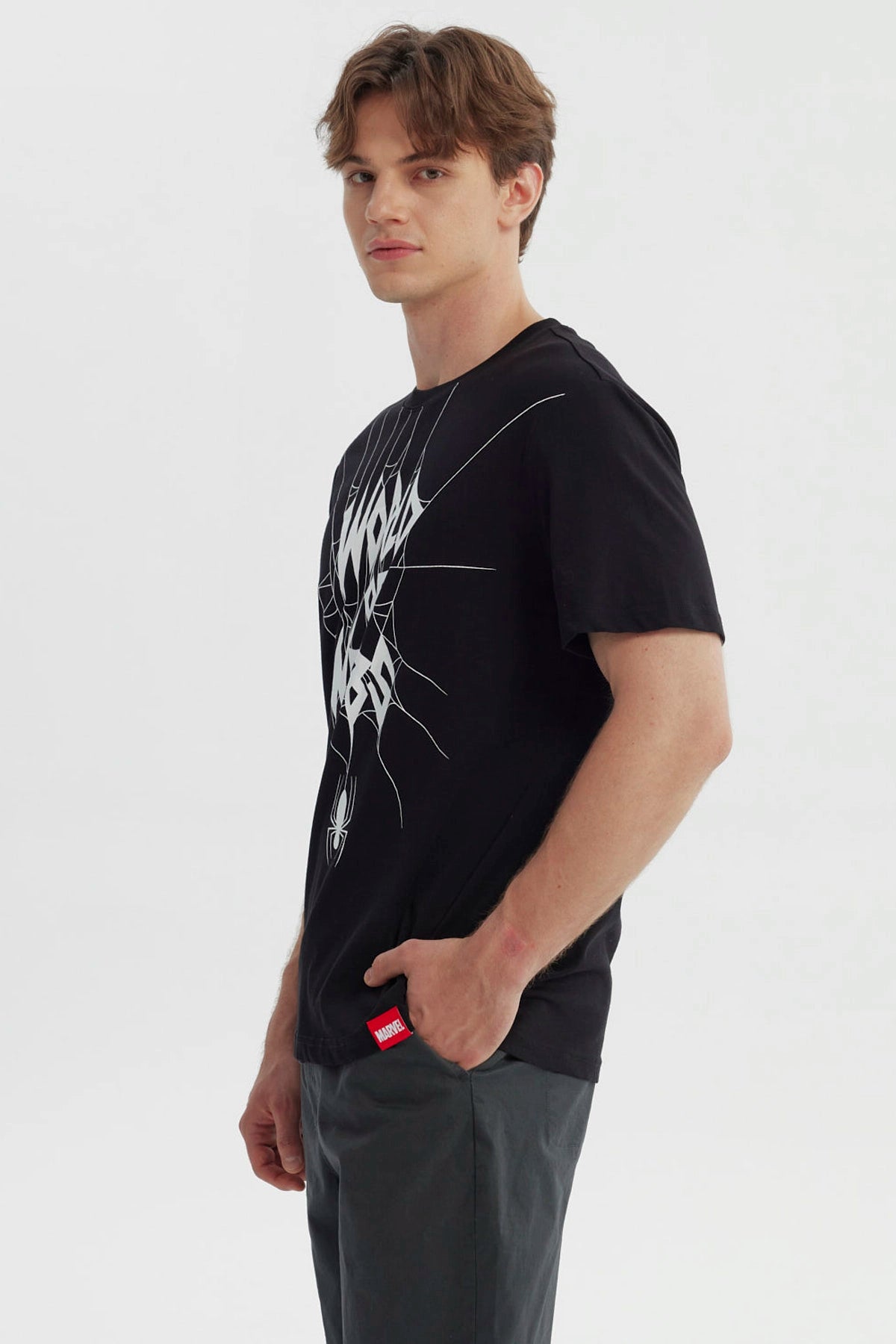 Polera Hombre Spiderman Negra