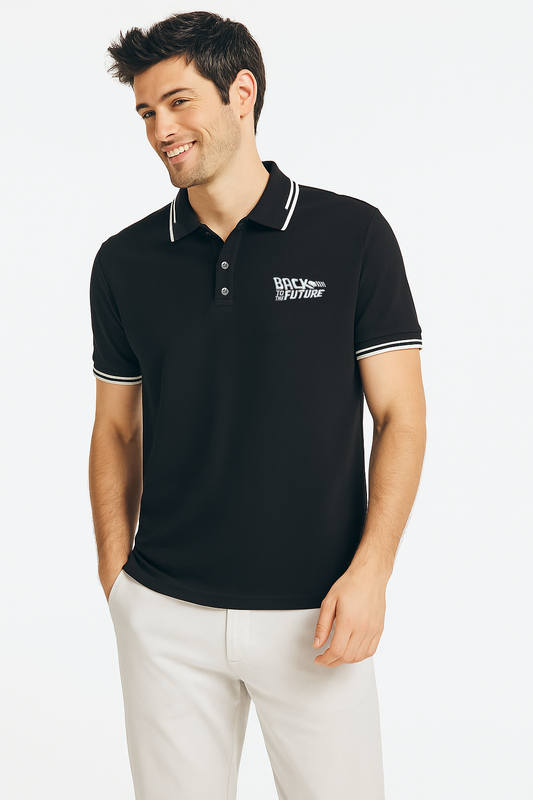 Polera Piqué Volver Al Futuro Negra
