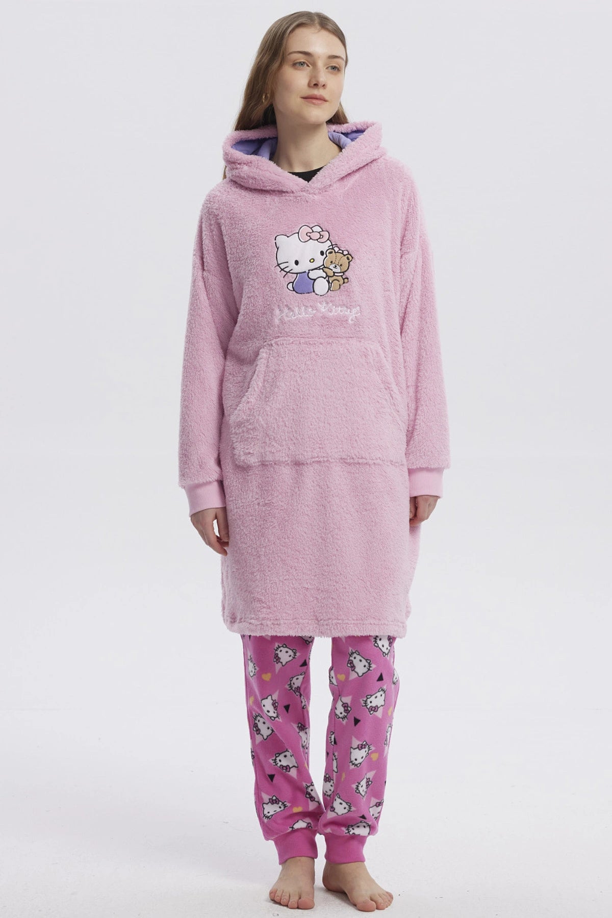 Pijama Polerón Largo Hello Kitty Rosado
