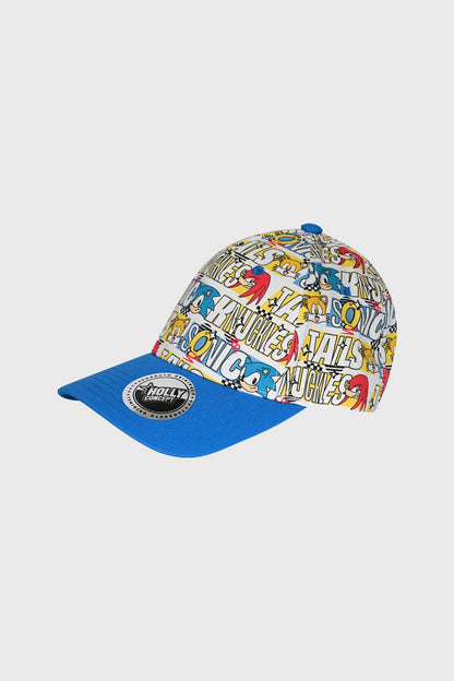 Jockey azul con estampado vibrante de Sonic y amigos, incluyendo a Tails y Knuckles, en un diseño colorido que captura la esencia de la saga.