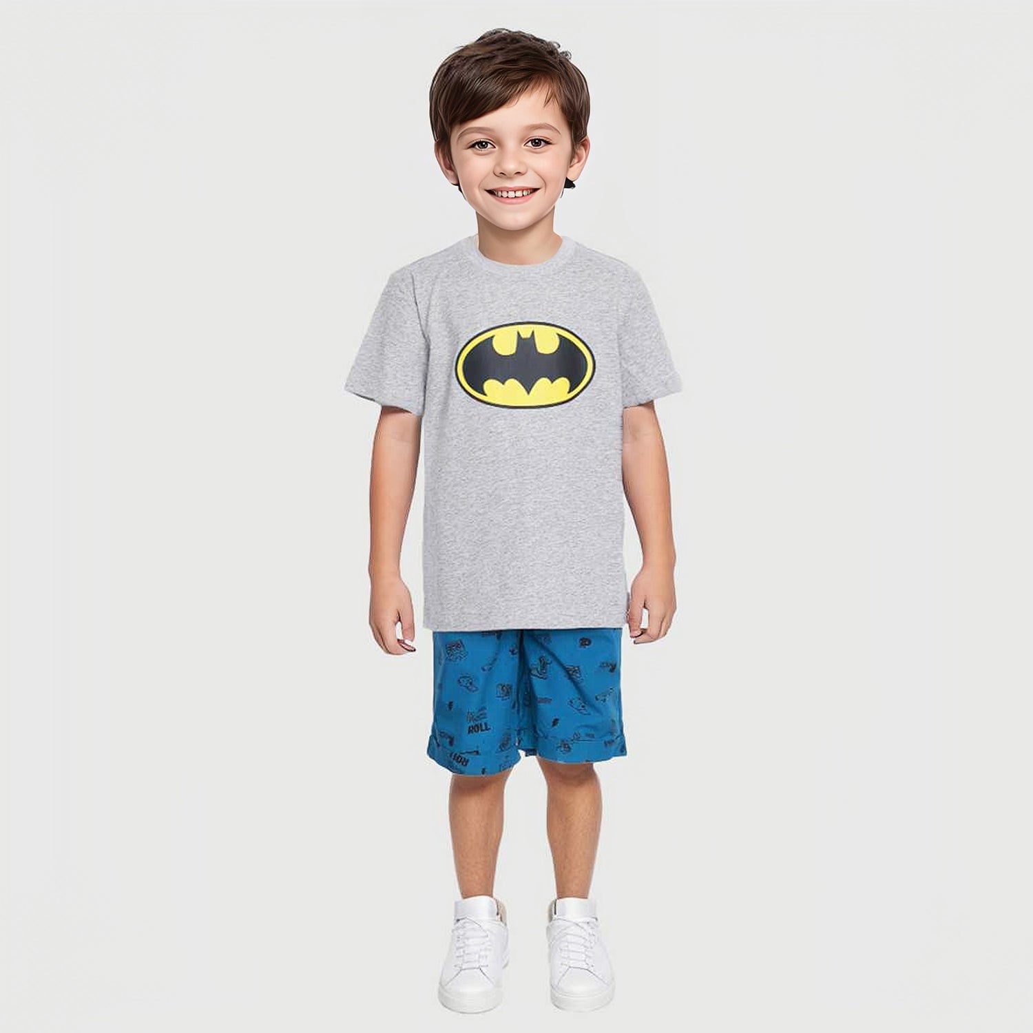 Polera Niño Batman Gris Melange