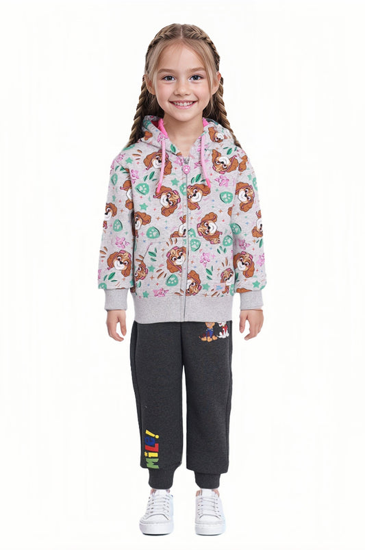 Polerón gris de Paw Patrol con estampado colorido de Skye, flores y estrellas, ideal para aventuras en Adventure Bay.