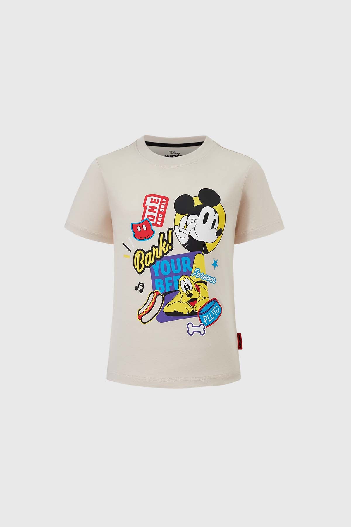 Polera Mickey y Pluto Beige
