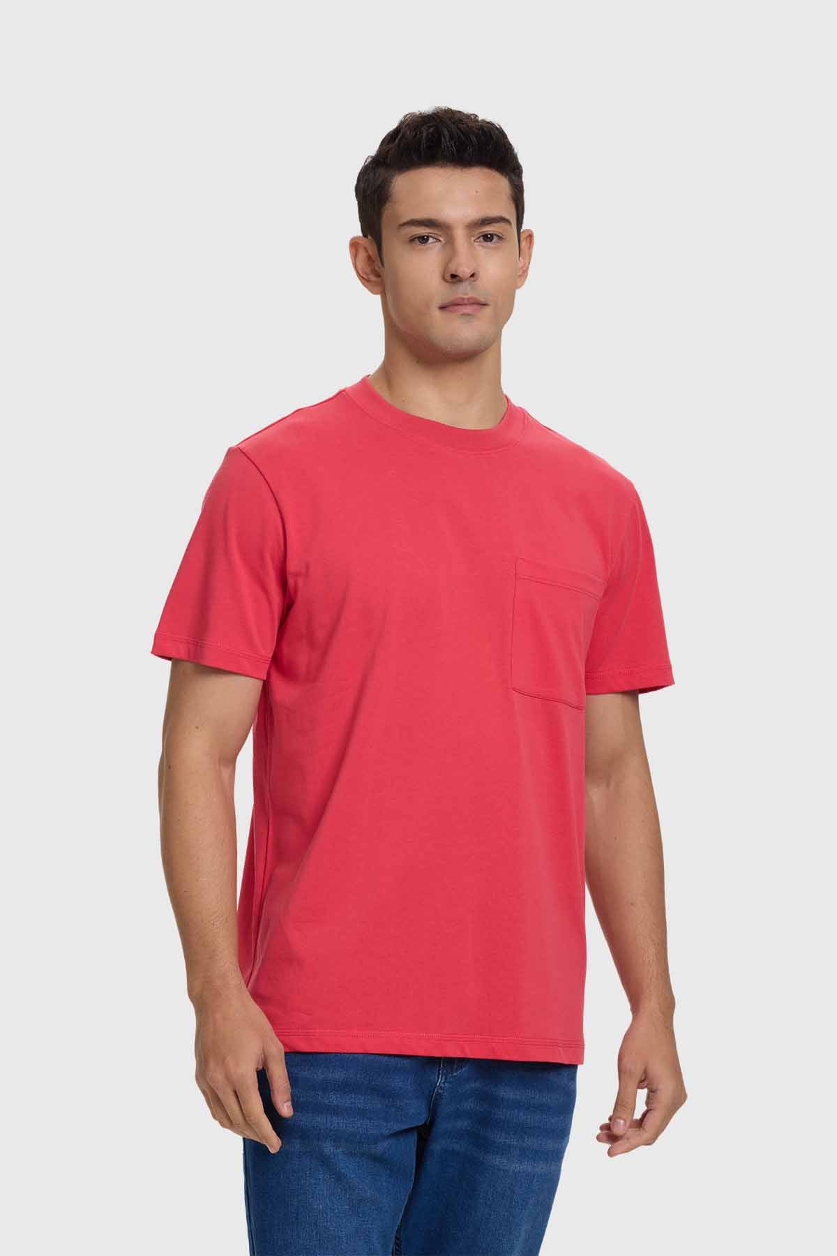 Polera Lisa Con Bolsillo Roja