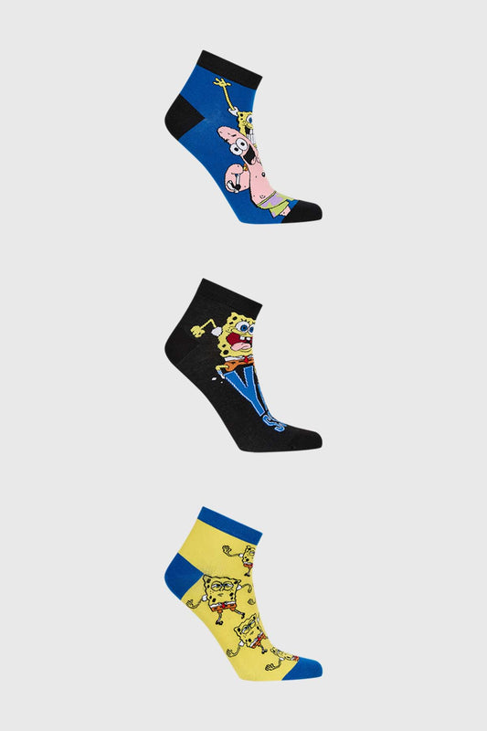 Calceta Bob Esponja Tripack Amarillo