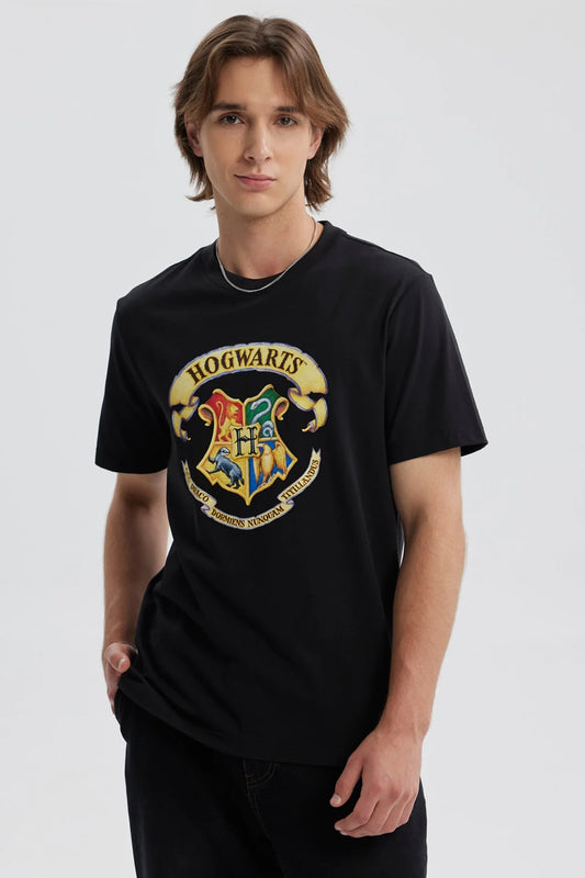 Polera Insignia Hogwarts Negra