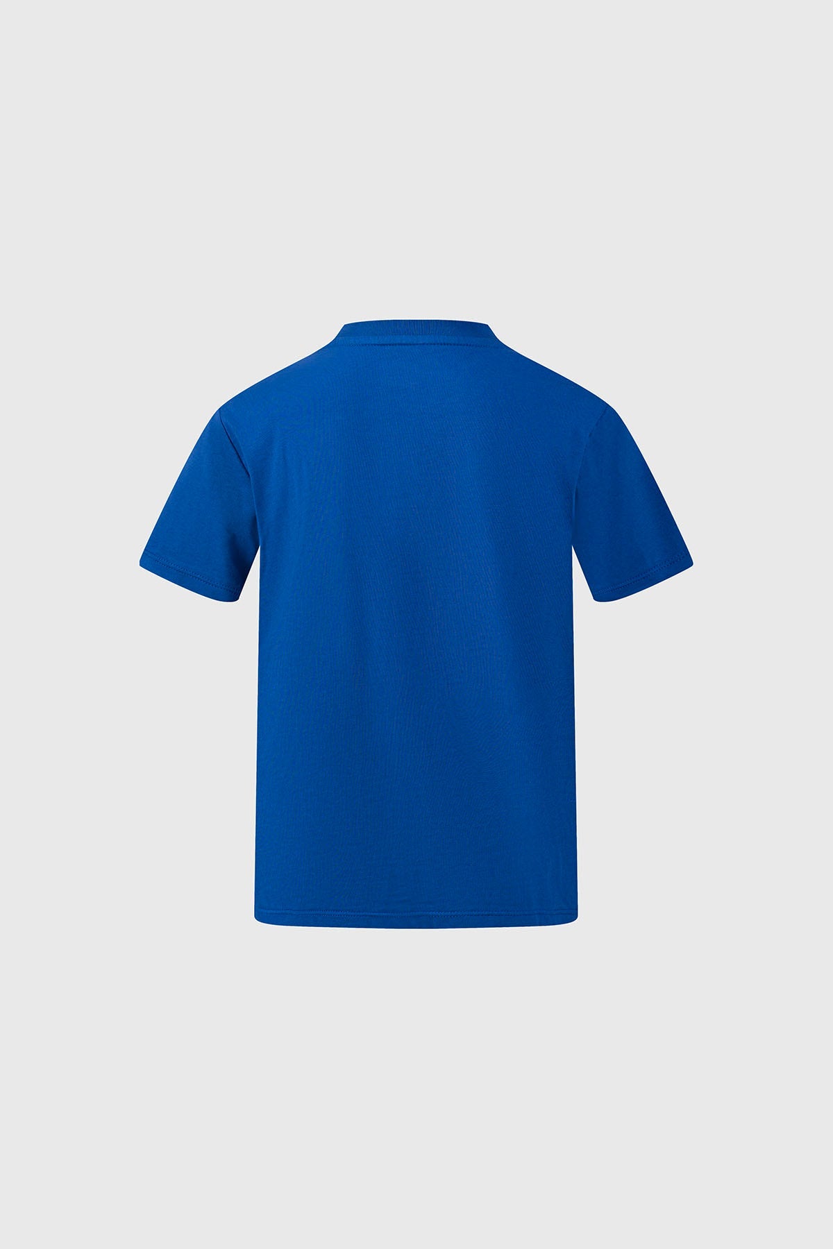 Polera azul vibrante de Sonic con ilustración clásica del erizo en pose dinámica, el diseño destaca con el nombre 'SONIC' en letras amarillas y detalles gráficos.
